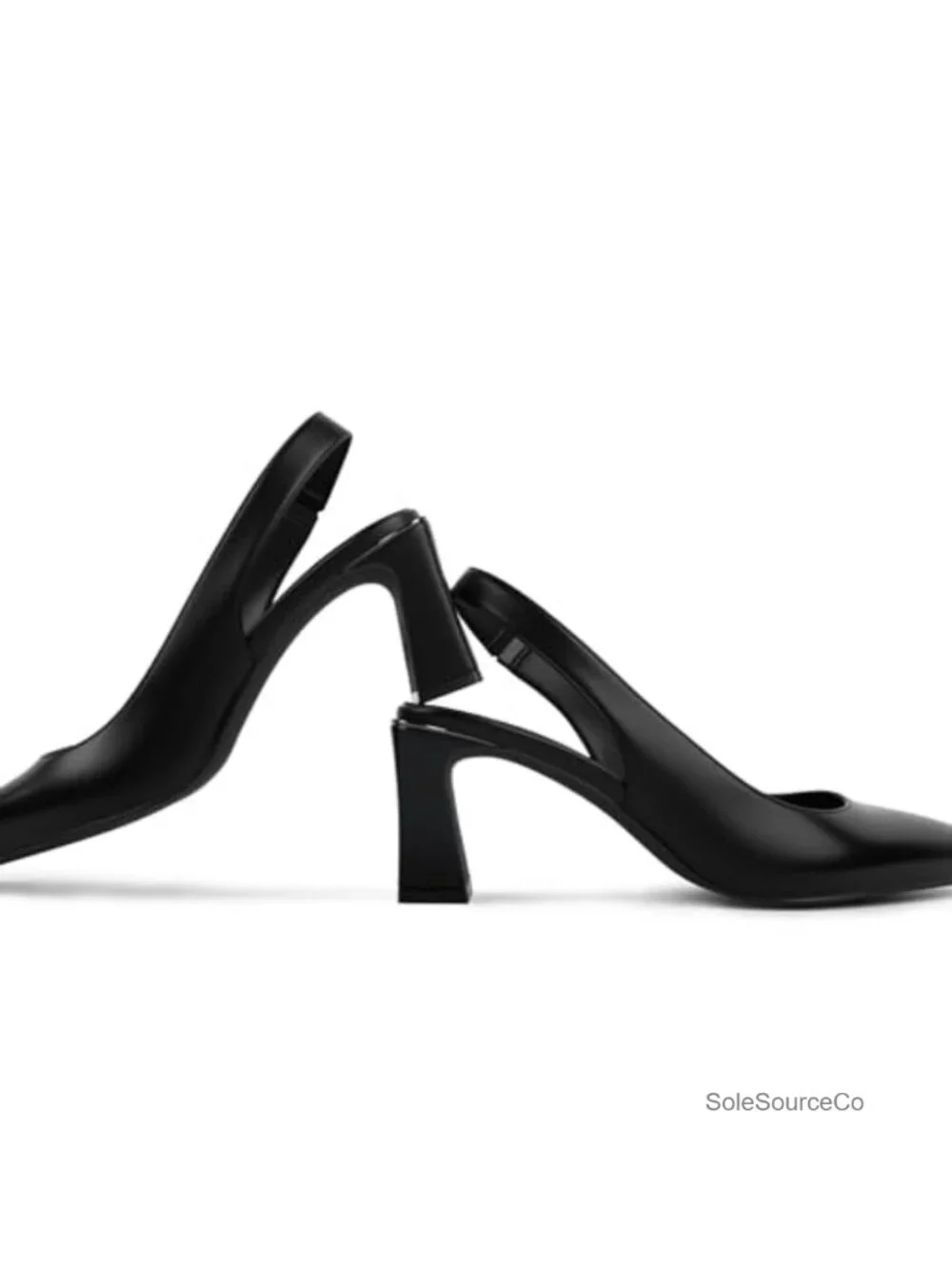 Chunky Block Heels for Women Pointed Toe Slingback Ankle Strap Pumps